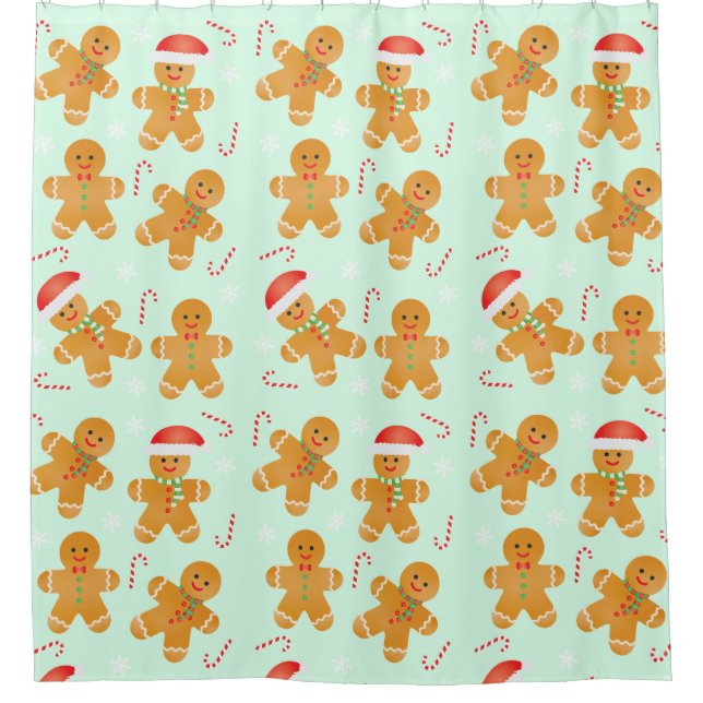 Gingerbread Men Pattern Duschvorhang (Vorderseite)
