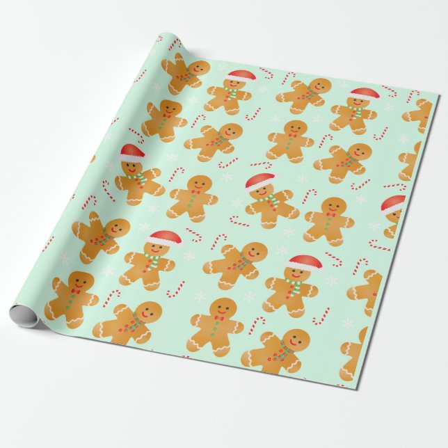 Gingerbread Men Pattern Geschenkpapier (Ungerollt)