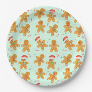 Gingerbread Men Pattern Pappteller