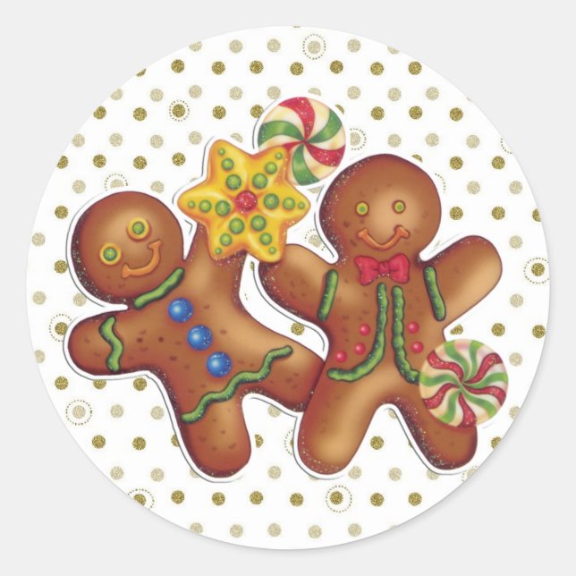 Gingerbread Men Runder Aufkleber (Vorderseite)