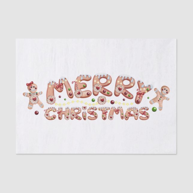 Gingerbread Men Watercolor Winter Frohe Weihnachte Seidenpapier (Vorderseite)