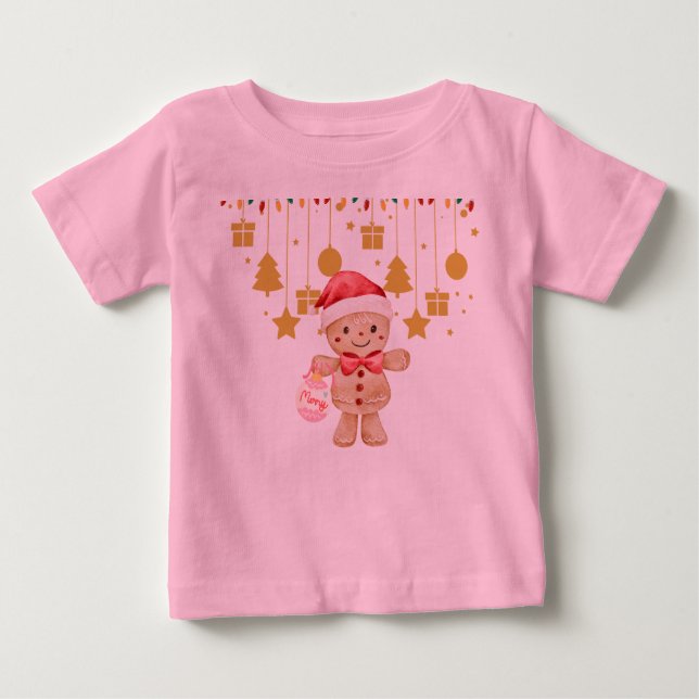  Gingerbread  Merry Christmas Lights baby t shirt (Vorderseite)