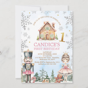 Gingerbread Nutcracker Land der Süßigkeiten 1. Geb Einladung