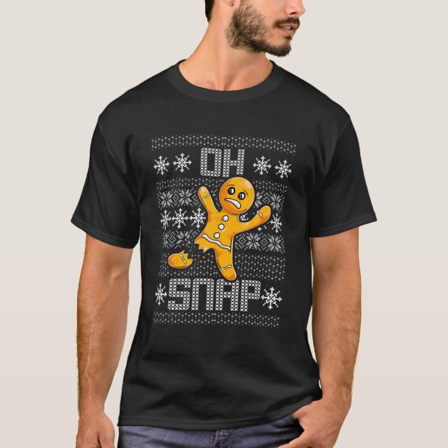 Gingerbread Oh Snap Apparel, Ugly Sweater Christma T-Shirt (Vorderseite)