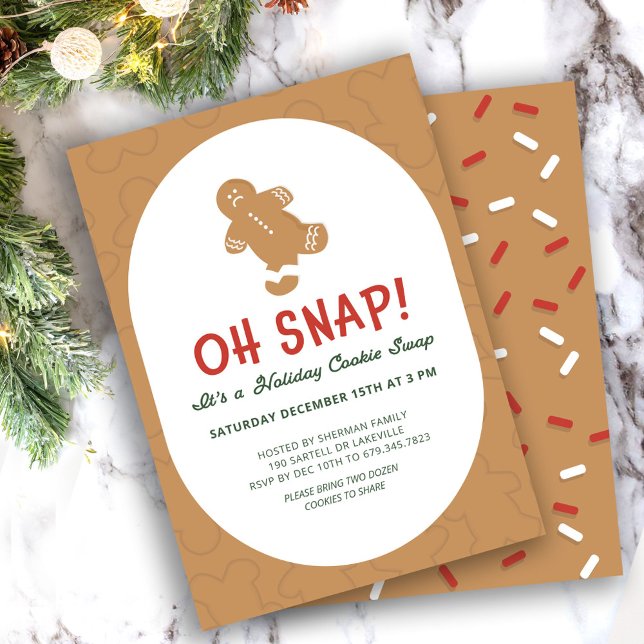 Gingerbread "Oh Snap!" Weihnachtsplätzchen-Tausch Einladung (Von Creator hochgeladen)
