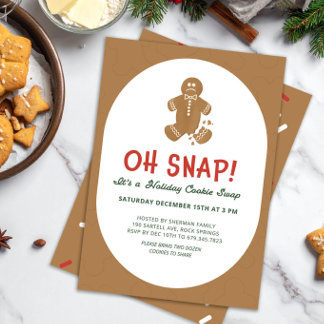 Gingerbread "Oh Snap!" Weihnachtsplätzchen-Tausch Einladung