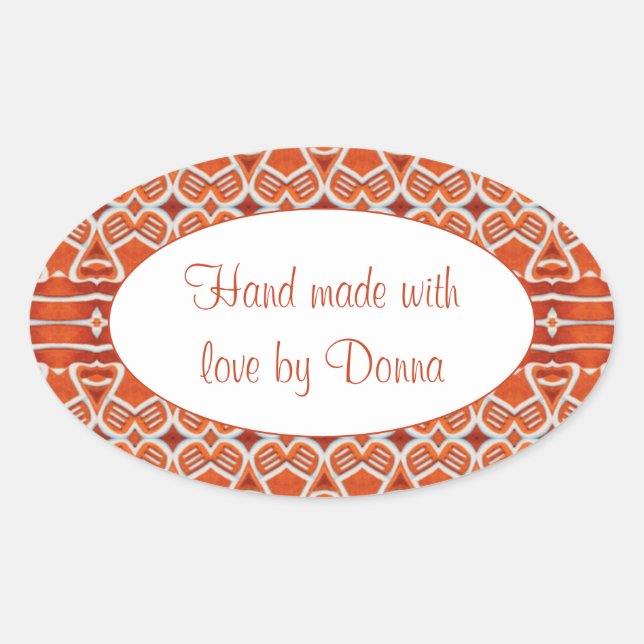GINGERBREAD Oval "Hand Made Stickers" Ovaler Aufkleber (Vorderseite)