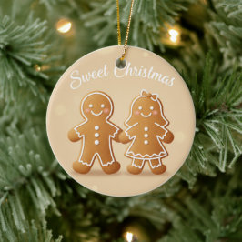 Gingerbread-Paar Süße Weihnachtsbäckerei-Liebhaber Keramik Ornament