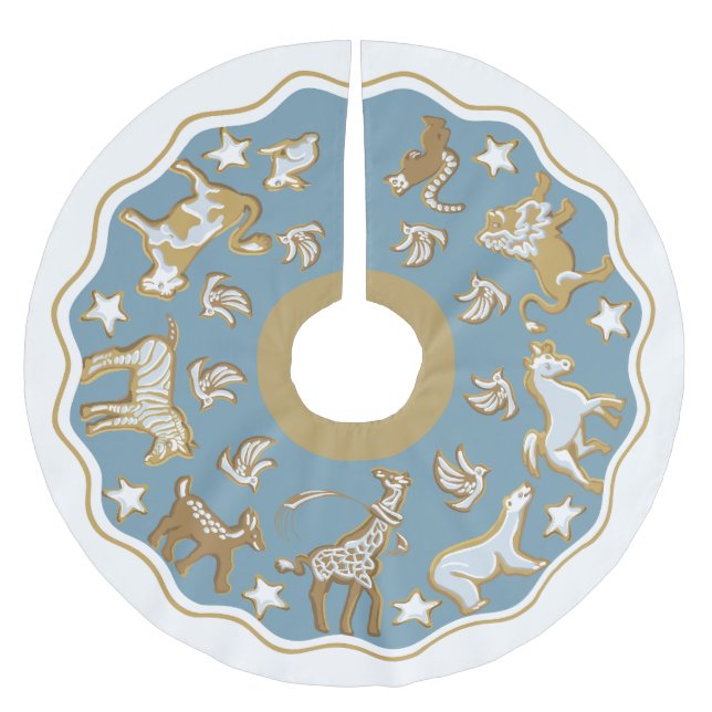 Gingerbread Parade Weihnachtsbaumrock Polyester Weihnachtsbaumdecke (Vorderseite)