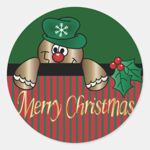 Gingerbread Peeker Weihnachten Runder Aufkleber