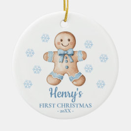 Gingerbread Personalized Baby's First Christmas Keramik Ornament