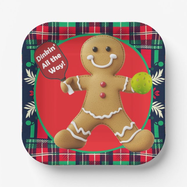 Gingerbread Pickleball Party Pappteller (Vorderseite)