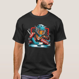 Gingerbread Playing Ice Hockey Goalie Boys Girls C T-Shirt