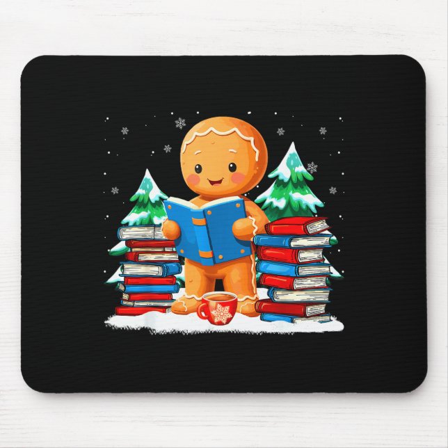 Gingerbread Reading Books Librarians Merry Christm Mousepad (Vorne)