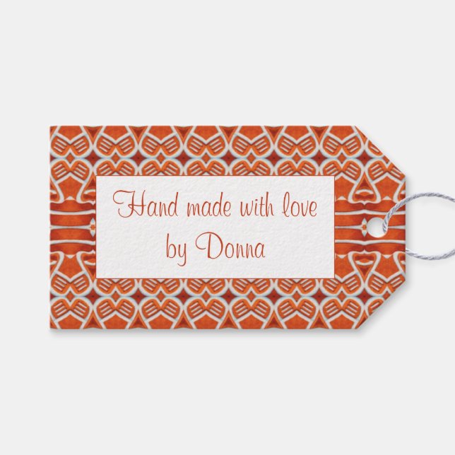 GINGERBREAD Rechteck "Hand Made" Tags Geschenkanhänger (Vorderseite (Horizontal))
