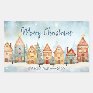 Gingerbread-Reihenhäuser Weihnachtsaufkleber Rechteckiger Aufkleber