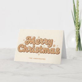 Gingerbread Retro Script Merry Christmas Feiertagskarte
