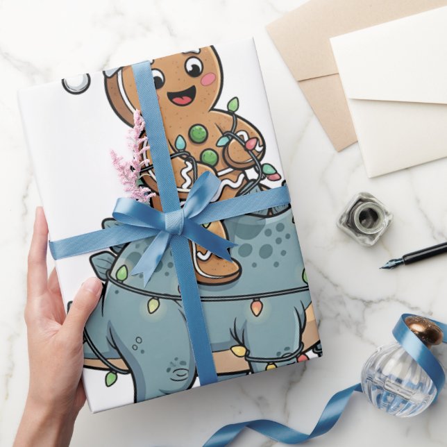 Gingerbread Riad A Dinosaurier Weihnachten Geschenkpapier (Schenken)