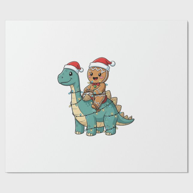 Gingerbread Riad A Dinosaurier Weihnachten Geschenkpapier (Flach)