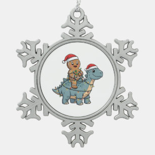 Gingerbread Riad A Dinosaurier Weihnachten Schneeflocken Zinn-Ornament