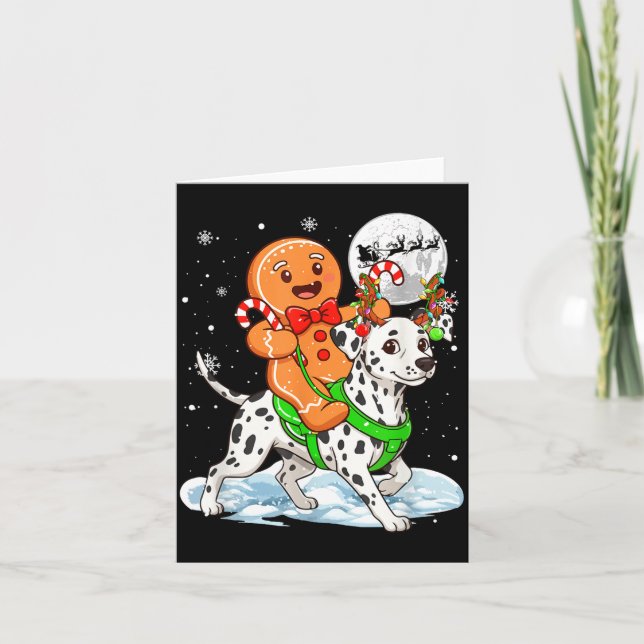Gingerbread Ridding Dalmatian Reindeer Christmas B Karte (Vorderseite)