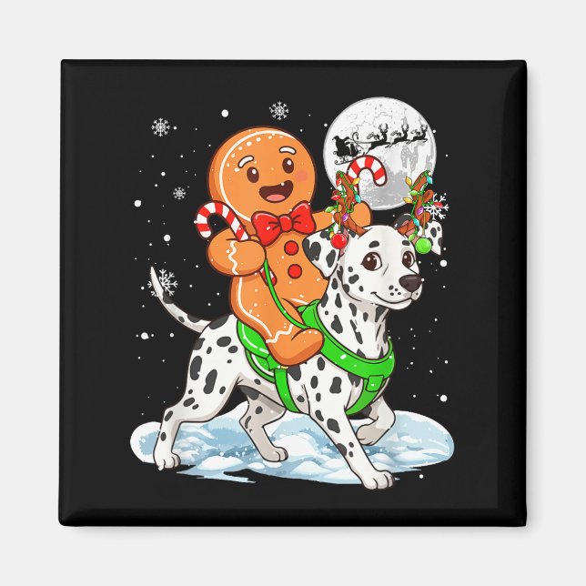 Gingerbread Ridding Dalmatian Reindeer Christmas B Magnet (Vorne)