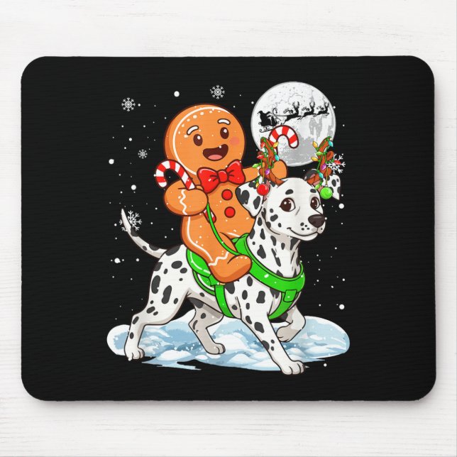 Gingerbread Ridding Dalmatian Reindeer Christmas B Mousepad (Vorne)