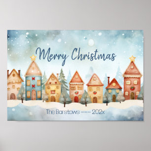 Gingerbread Row Houses Weihnachtsgebäck Poster
