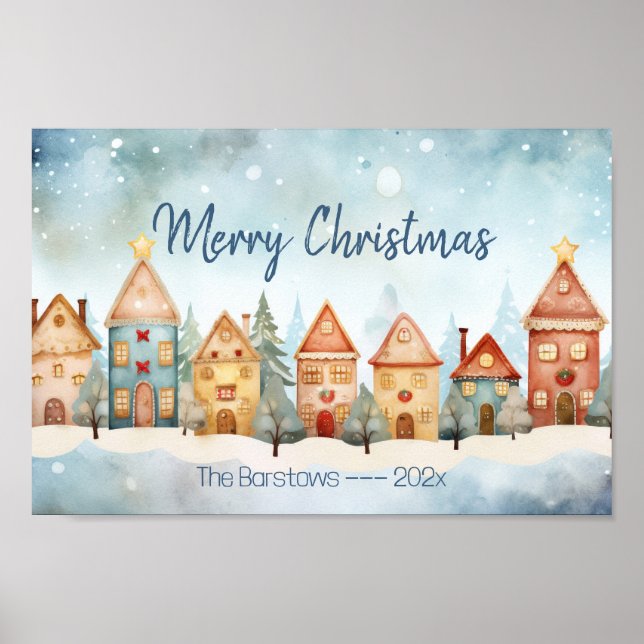 Gingerbread Row Houses Weihnachtsgebäck Poster (Vorne)