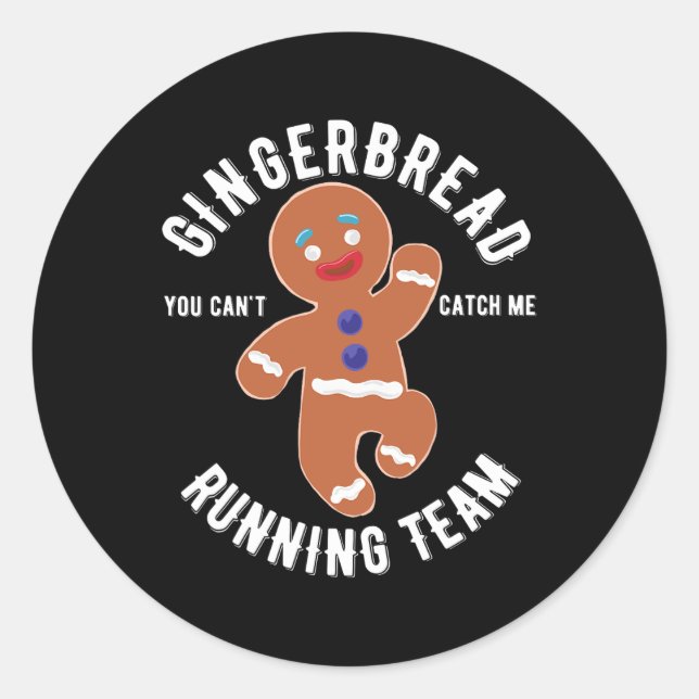 Gingerbread Running Team Fun Gingerbrot Weihnachte Runder Aufkleber (Vorderseite)
