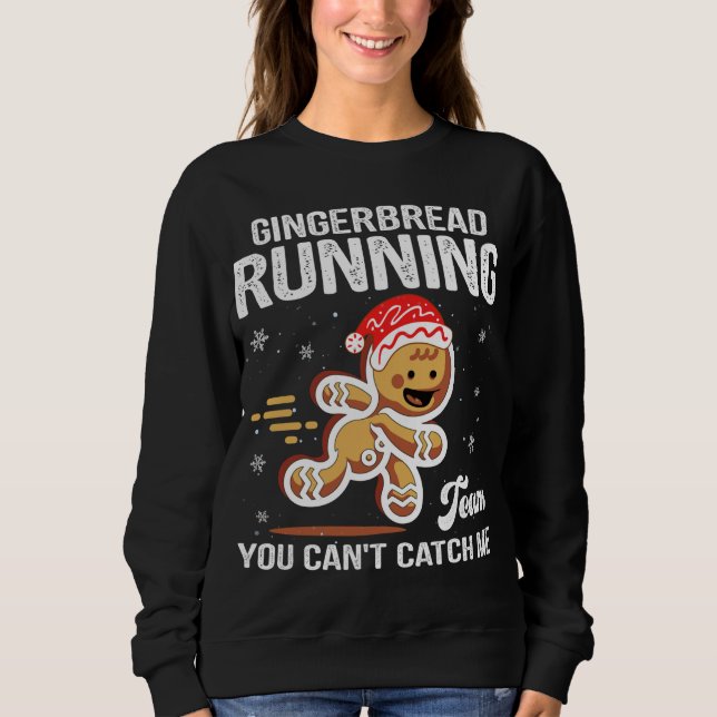 Gingerbread Running Team Weihnachtskoch Funny Xm Sweatshirt (Vorderseite)