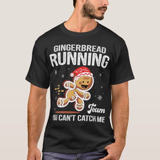 Gingerbread Running Team Weihnachtskoch Funny Xm T-Shirt (Vorderseite)