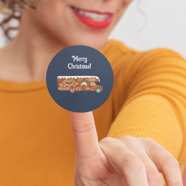 Gingerbread RV Klasse C Camper Weihnachten Runder Aufkleber (Von Creator hochgeladen)