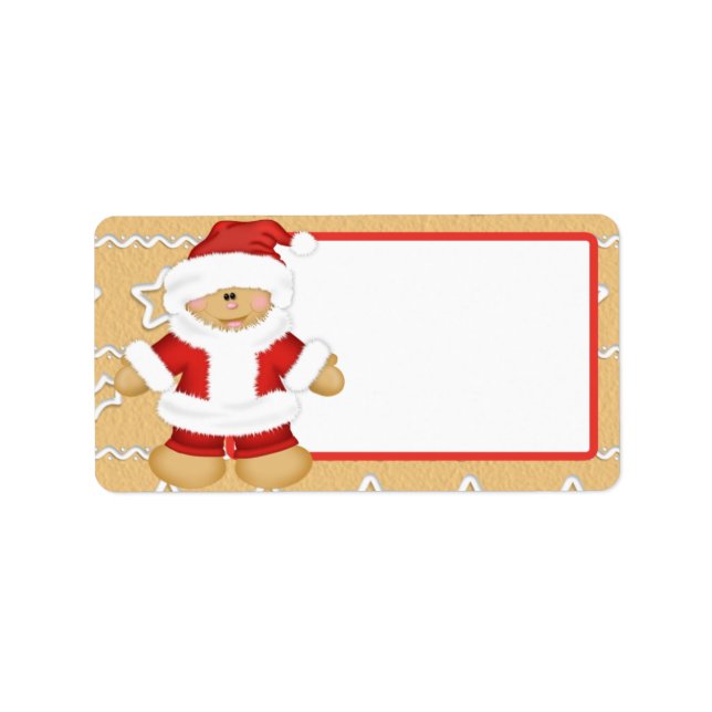 Gingerbread Santa Claus Adressaufkleber (Vorne)