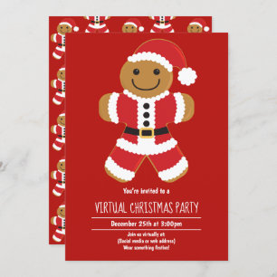 Gingerbread Santa Red Virtual Christmas Party Einladung