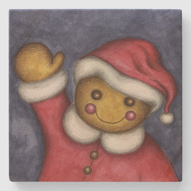 Gingerbread Santa Stone Untersetzer (Vorderseite)