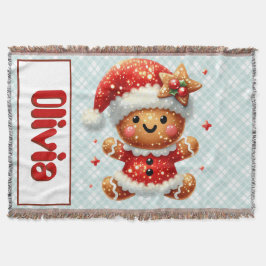 Gingerbread Santa Throw Blanket Decke
