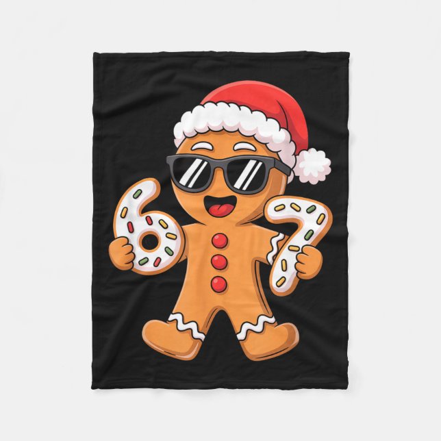 Gingerbread Santa With Sungles Holding 67 Cookies  Fleecedecke (Vorderseite)