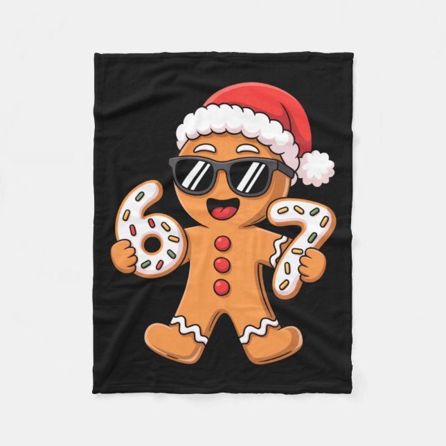 Gingerbread Santa With Sungles Holding 67 Cookies  Fleecedecke (Vorderseite)