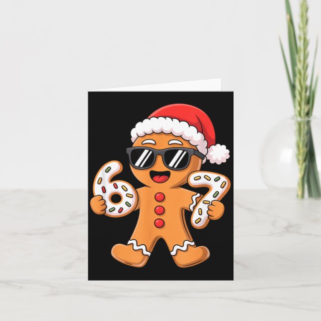 Gingerbread Santa With Sungles Holding 67 Cookies  Karte (Vorderseite)