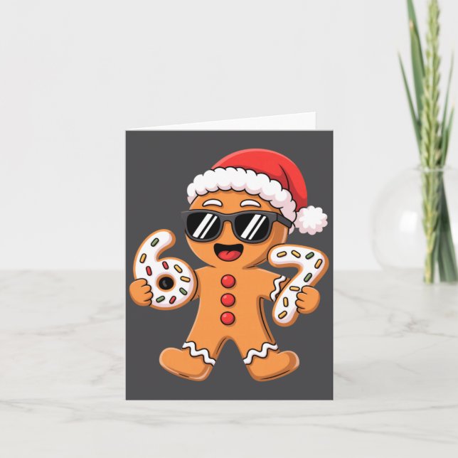 Gingerbread Santa With Sungles Holding 67 Cookies  Karte (Vorderseite)