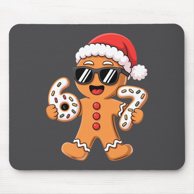 Gingerbread Santa With Sungles Holding 67 Cookies  Mousepad (Vorne)