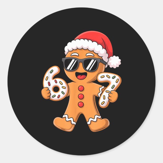 Gingerbread Santa With Sungles Holding 67 Cookies  Runder Aufkleber (Vorderseite)