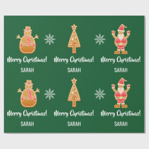 Gingerbread Santa Xmas Tree Snowman Personalize Geschenkpapier