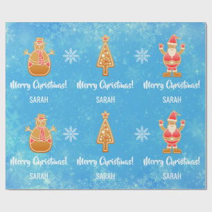 Gingerbread Santa Xmas Tree Snowman Personalize Geschenkpapier