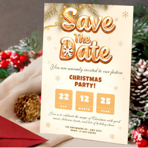 Gingerbread Save the Date Weihnachts-Winterparty Einladung
