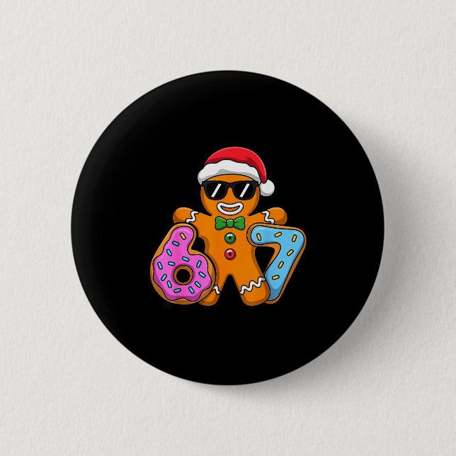 Gingerbread Six Seven 67 Ice Cream Drip Christmas  Button (Vorderseite)