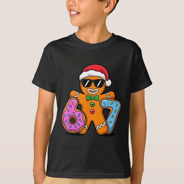 Gingerbread Six Seven 67 Ice Cream Drip Christmas  T-Shirt (Vorderseite)