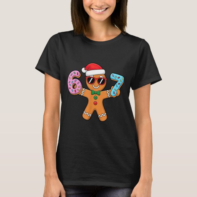 Gingerbread Six Seven 67 Ice Cream Drip Christmas  T-Shirt (Vorderseite)