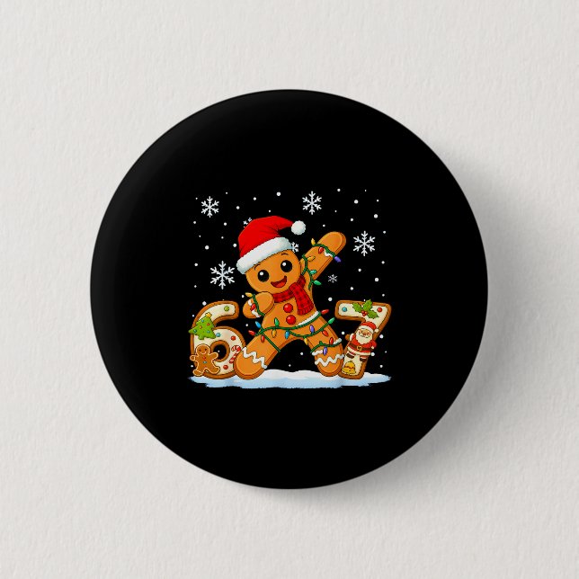 Gingerbread Six Seven 67 Meme 6 7 Funny Christmas  Button (Vorderseite)
